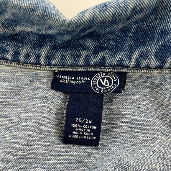 MEGAN | Vintage Plus Size 26/28 Venezia Light Wash Denim Long Sleeve Jacket - Picture 2 of 8